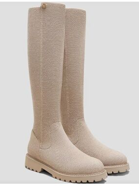 Vivaia Round-Toe Stretchy Wool Knee-High Boots in Size 39